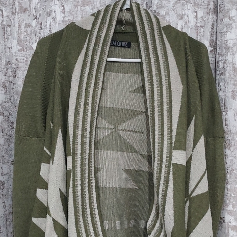 Love Culture Olive and Cream Cardigan